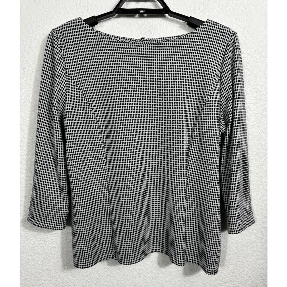 Talbots Top Petite LP Polka Dot Knit 3/4 Sleeve Multicolor Polyester Blend